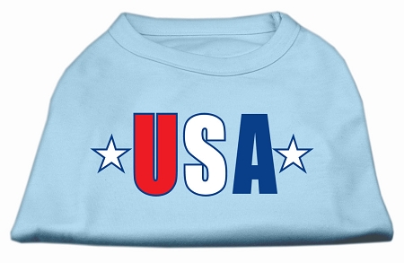 USA Star Screen Print Shirt Baby Blue XS